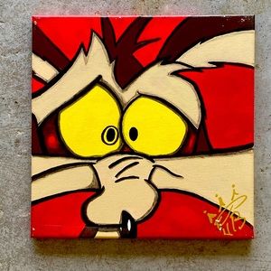 Wile E. Coyote The Road Runner Original Painting Urban 12” by 12” Canvas